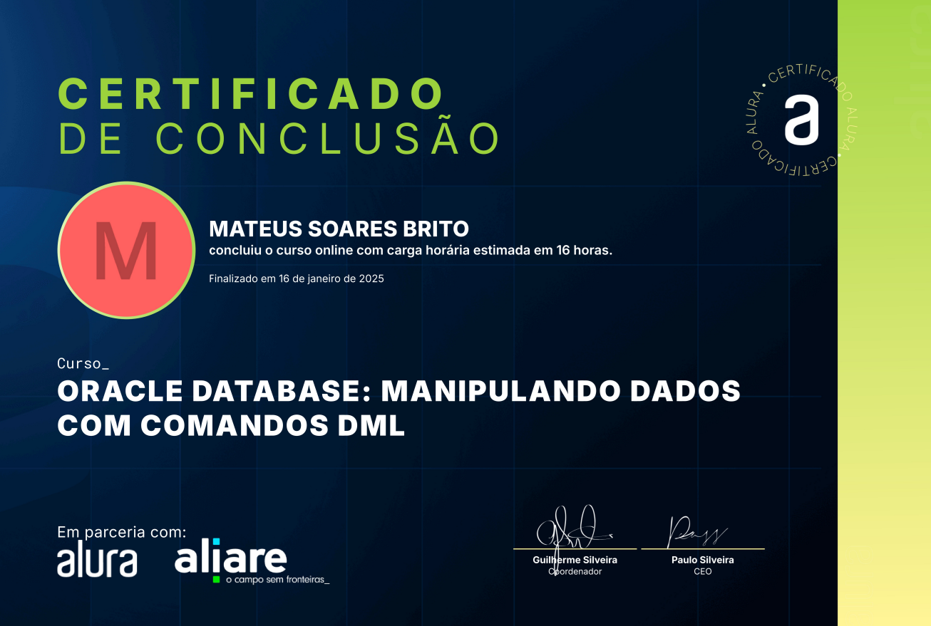 Certificado de Oracle Database